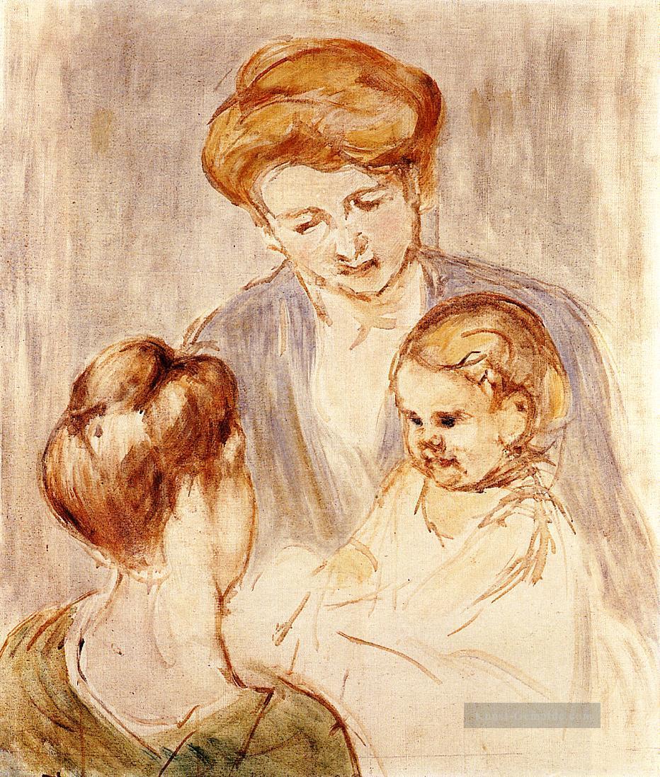 Ein Baby bei zwei Lächeln junge Frauen Mütter Kinder Mary Cassatt Ölgemälde